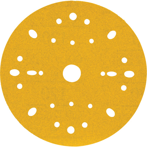 Hookit Gold Abrasive Disc, 6" Dia., 120 Grit, Aluminum Oxide, C-Weight O-Max