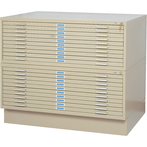 Steel Plan Files, 10 Drawers, 46-3/8" W x 35-3/8" D x 16-1/2" H O-Max