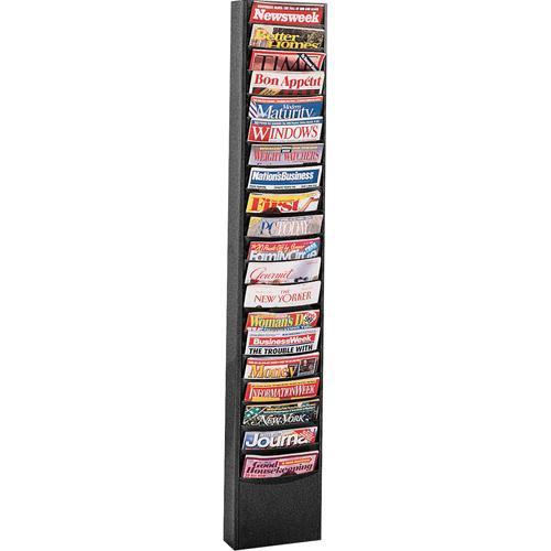 Literature Storage Racks, Stationary, 20 Slots, Steel, 13-1/8" W x 4-1/8" D x 58 1/2" H O-Max