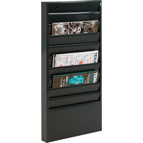 Literature Storage Racks, Stationary, 10 Slots, Steel, 13-1/8" W x 2" D x 26-1/4" H O-Max