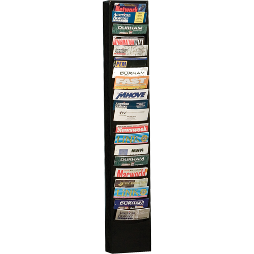 Literature Storage Racks, Stationary, 20 Slots, Steel, 9-3/4" W x 4-1/8" D x 58" H O-Max