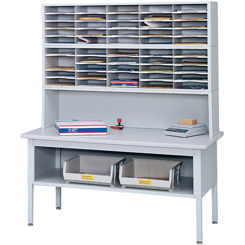Mobilier E-Z Sort pour la salle du courrier- Tables de tri avec tablette-Dessus de table, 60" la x 28" p x 36" h, Stratifi&eacute; O-Max
