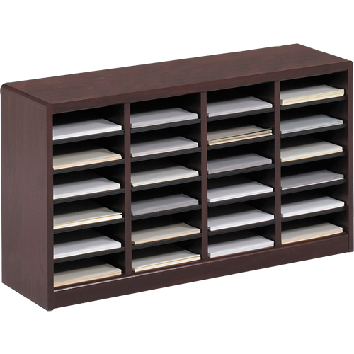 Casier &agrave; compartiments E-Z Stor pour documentation, Stationnaire, 24 fentes, Bois, 40" la x 11-3/4" p x 23" h O-Max