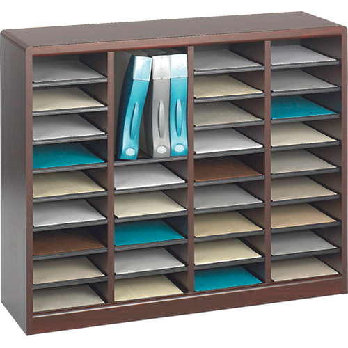 Casier &agrave; compartiments E-Z Stor pour documentation, Stationnaire, 36 fentes, Bois, 40" la x 3/4" p x 32-1/2" h O-Max