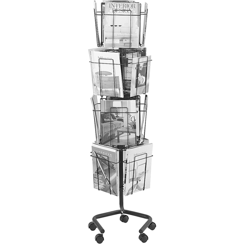Pr&eacute;sentoirs pivotants pour documentation, Rotatif, 16 fentes, Fil m&eacute;tallique, 15" la x 15" p x 60" h O-Max