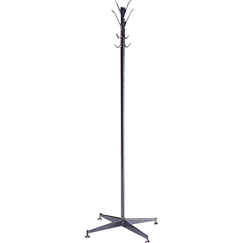 Coat Tree, 60" H, Steel, Black, 8 Hook(s) O-Max