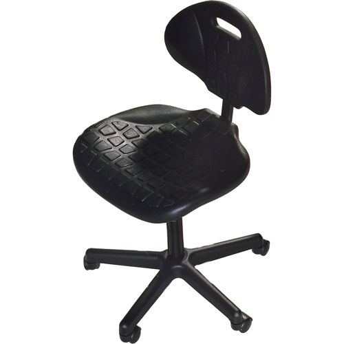 Heavy-Duty Ergonomic Seating, Polyurethane, Black, 250 lbs. Capacity O-Max