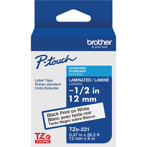 Cartouches de ruban Tze, 12 mm x 26-1/4', Noir sur blanc O-Max