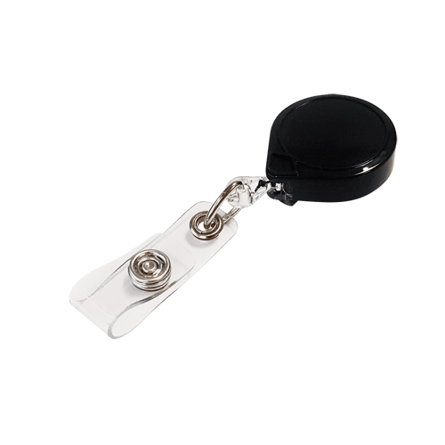 Retractable Mini-Bak&reg; ID Badge Holders, Plastic, 36" Cable, Belt Clip Attachment O-Max