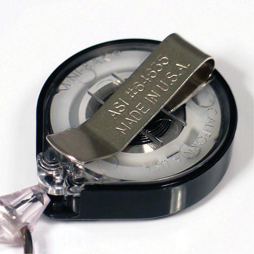 Retractable Mini-Bak&reg; ID Badge Holders, Plastic, 36" Cable, Belt Clip Attachment O-Max