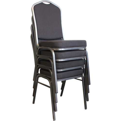 Chaises empilables, Tissu, Hauteur 37", Capacit&eacute; 275 lb, Noir O-Max