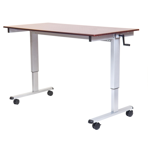Postes de travail ajustables pour travail assis et debout , , 48-1/2" h x 48" la x 32-1/2" p, Noyer O-Max