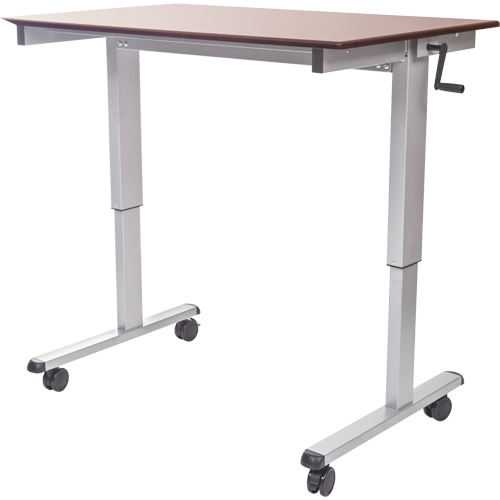 Adjustable Stand-Up Workstations, Stand-Alone Desk, 48-1/2" H x 59" W x 29-1/2" D, Walnut O-Max