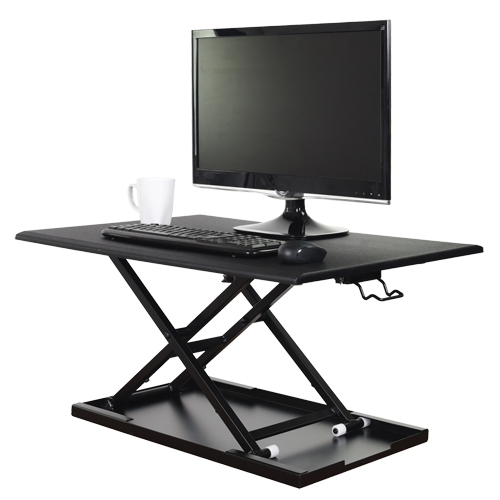 Adjustable Stand-Up Desk, Desktop Unit, 15-3/4" H x 31-1/2" W x 22-1/2" D, Black O-Max