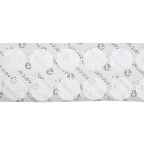 Fastener Coins, Hook & Loop, 3/4" Dia., Adhesive, White O-Max