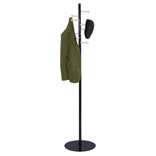 Nail Head Coat Rack, 67" H, Black, 8 Hook(s) O-Max