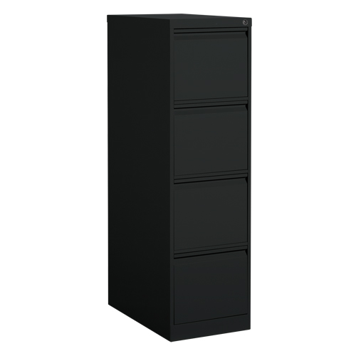 Vertical Filing Cabinet, Steel, 4 Drawers, 15-1/7" W x 25" D x 52" H, Black O-Max