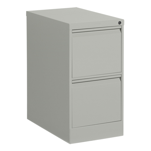 Vertical Filing Cabinet, Steel, 2 Drawers, 15-1/7" W x 25" D x 29" H, Grey O-Max