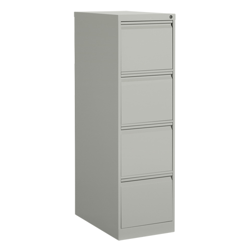 Vertical Filing Cabinet, Steel, 4 Drawers, 15-1/7" W x 25" D x 52" H, Grey O-Max