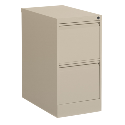 Vertical Filing Cabinet, Steel, 2 Drawers, 15-1/7" W x 25" D x 29" H, Beige O-Max