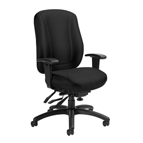 Overtime High Back Chair, Fabric, Black, 300 lbs. Capacity O-Max