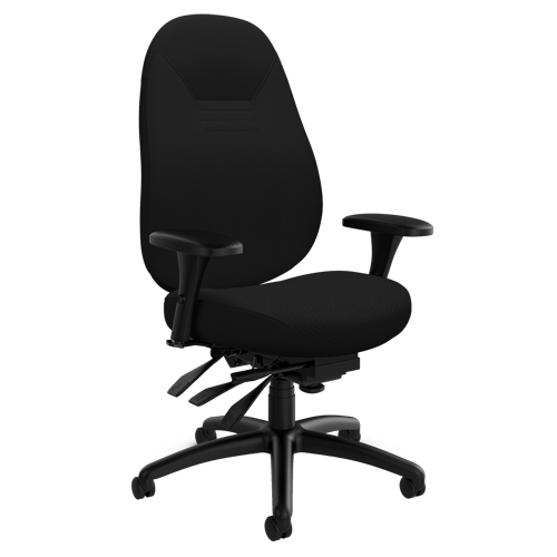 Medium Back Comfort Chair, Polyester, Black, 300 lbs. Capacity O-Max