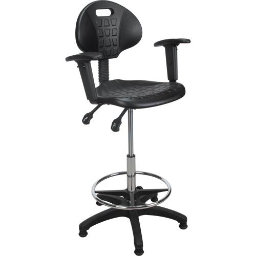 Heavy-Duty Ergonomic Stool with Adjustable Arm Rests, Stationary, Adjustable Height, 250 lbs. Capacity O-Max