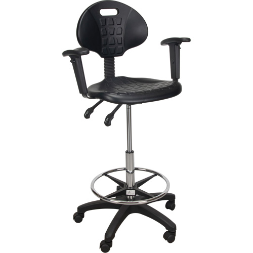 Tabouret ergonomique robuste avec accoudoirs r&eacute;glables et roulettes en nylon, Mobile, Ajustable Hauteur, Capacit&eacute; 250 lb O-Max