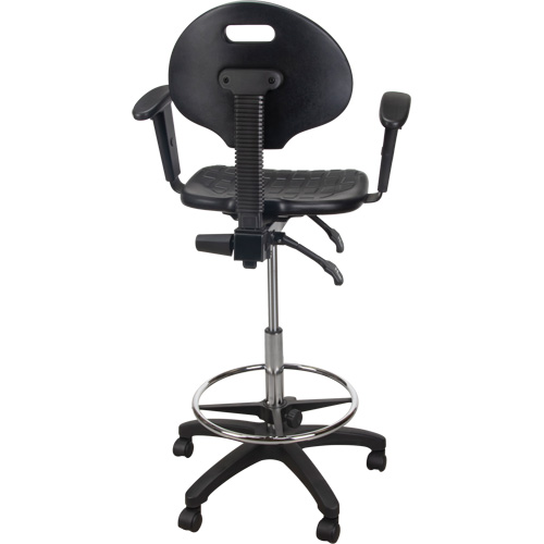 Tabouret ergonomique robuste avec accoudoirs r&eacute;glables et roulettes en nylon, Mobile, Ajustable Hauteur, Capacit&eacute; 250 lb O-Max