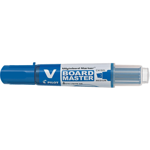 Marqueur effaçable &agrave; sec Vboard Master, Bleu, Pointe Ciseau O-Max