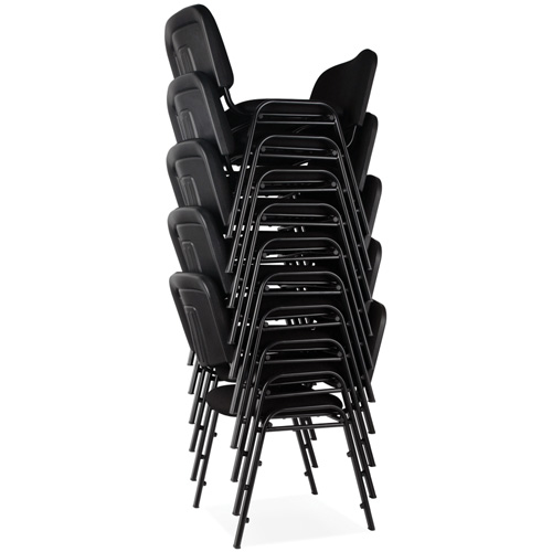 Stacking Chairs, Fabric, 32" High, 250 lbs. Capacity, Black O-Max