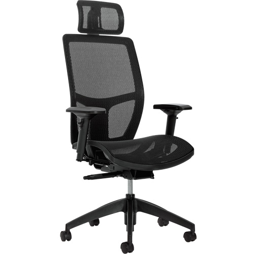 Format+ High-Back Weight-Sensing Synchro-Tilter with Headrest, Mesh, Black, 300 lbs. Capacity O-Max
