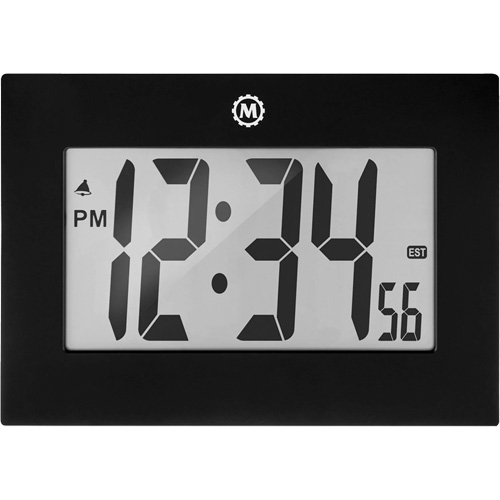 Large Frame Clock, Digital, Battery Operated, 9" W x 1" D x 6.5" H, Black O-Max