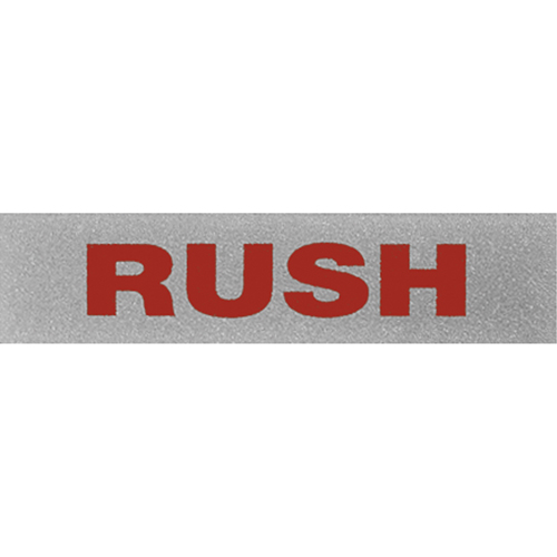 &eacute;tiquettes pour traitement sp&eacute;cial Rush, 5" lo x 2" la, Noir/rouge O-Max