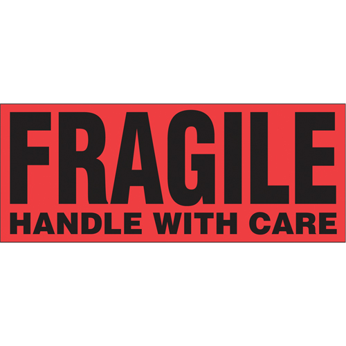 &eacute;tiquettes pour traitement sp&eacute;cial Fragile Handle with Care, 5" lo x 2" la, Noir/rouge O-Max