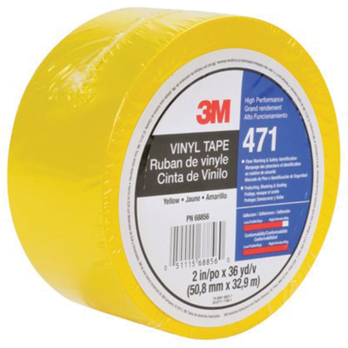 Ruban en vinyle 471, 50,8 mm (2") la x 32,9 m (108') lo, 5,3 mils, Jaune O-Max