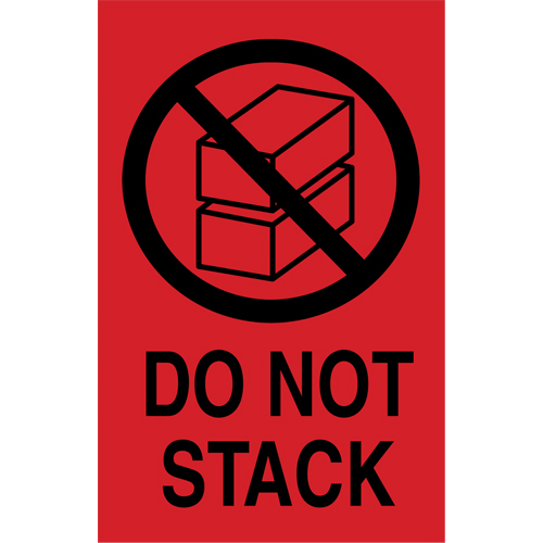 &eacute;tiquettes  Do Not Stack  pour envoi international, 6" lo x 4" la, Noir/rouge O-Max
