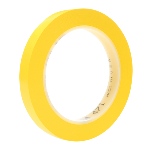 471 Vinyl Tape, 38 mm (1-1/2") W x 32.9 m (108') L, 5.3 mils, Yellow O-Max