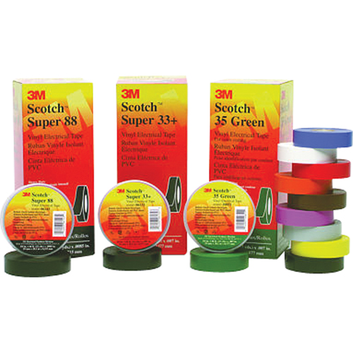 Rubans Super 33+ Scotch, 19 mm (3/4") x 20,1 m (66'), Noir, 7 mils O-Max
