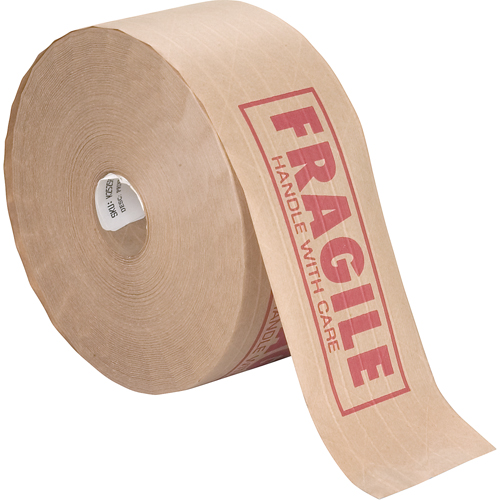 Pre-Printed Gummed Tapes, 76 mm (3") x 137 m (449.475'), Kraft O-Max