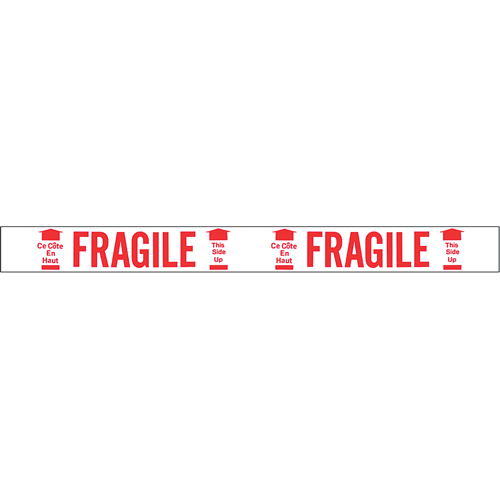 Ruban imprim&eacute; bilingue – Fragile ce c&ocirc;t&eacute; en haut, Rouge/blanc O-Max