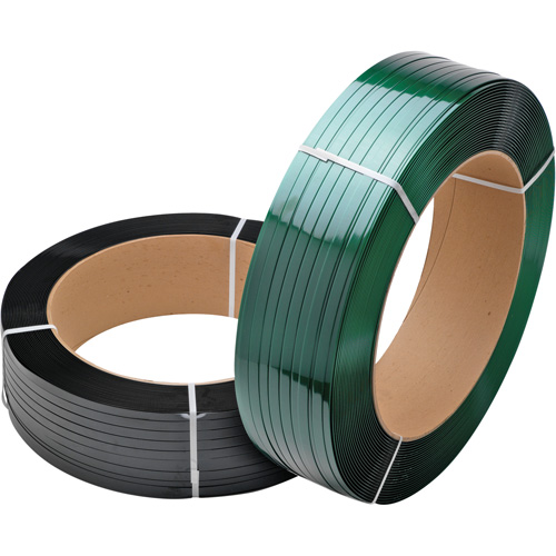 Green Strapping, Polyester, 3/4" W x 3000' L, Green, Machine Grade O-Max