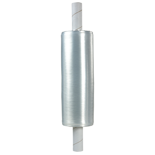 Extended Core Hand Stretch Wrap, 120 Gauge (30 micrometers), 20" x 700', Clear O-Max