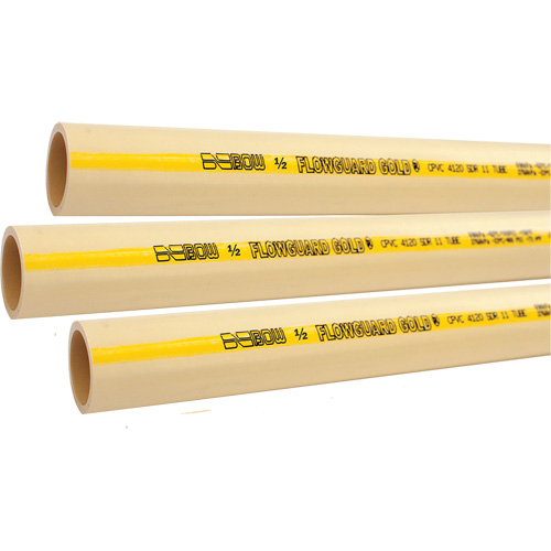 Flowguard Gold&reg; Hot & Cold Water Pipe, CPVC, 20' L x 0.5" Dia. O-Max