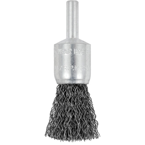 Brosse &agrave; fils cr&ecirc;p&eacute;s mont&eacute;e sur mandrin E050-12, 1/2", Fils 0,012", Tige 1/4" O-Max