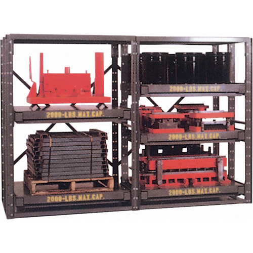 E-Z Glide Shelving, Steel, Roll Out, 2000 lbs. Capacity, 36" W x 72.5" H x 36" D O-Max