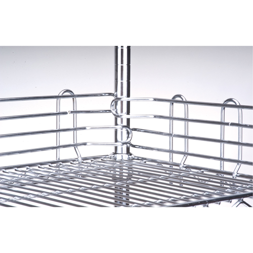Rebord pour &eacute;tag&egrave;re en treillis chromat&eacute; O-Max