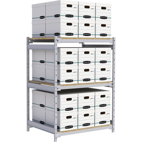 Wide Span Record Storage Shelving, Steel, 3 Shelves, 42" W x 32" D x 60" H O-Max