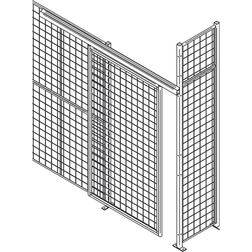 Heavy-Duty Wire Mesh Partition Sliding Door, 8' W x 8' H O-Max