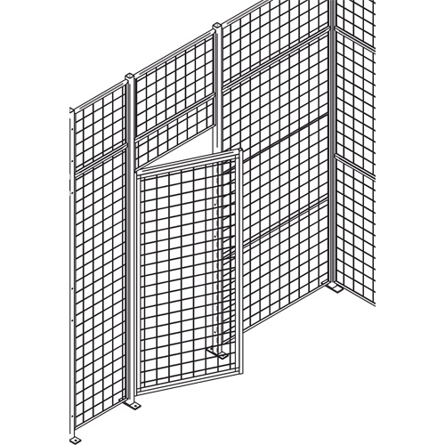 Wire Mesh Partition Swing Door with Wicket, 4' W x 7' H O-Max